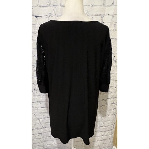 Notations Women Plus Size Keyhole Lace Trim Blouse Polyester/spandex 3X Soft - Picture 4 of 7